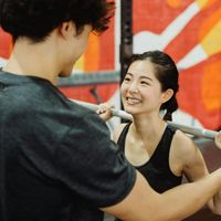 Professional fitness coach Myroslava Stepanenko smiling